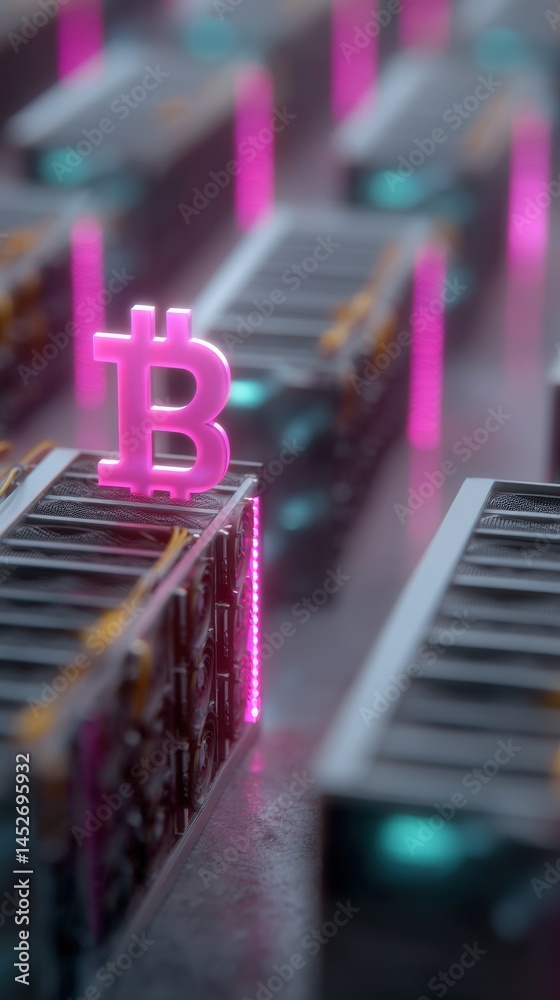 Aufkleber Cyberpunk Crypto Frontier High-Performance Bitcoin Mining Ecosystem Visualizing Technological Innovation, Digital Transformation, and Next-Gen Financial Infrastructures