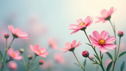 Obraz premium Delicate wildflowers, soft pastel hues, subtle texture, soft, flower, textile design