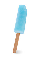 Blue popsicle stick on a white isolated background