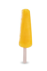 Yellow popsicle stick on a white isolated background