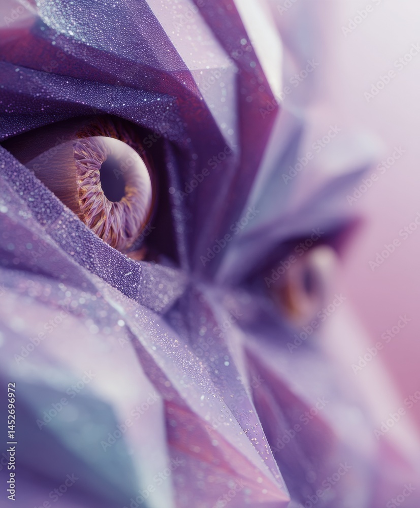 Poster cybernetic intimacy translucent polygon futurism meets human emotion - digital identity visualizatio