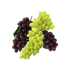 Composition with bunches of red and green grapes isolated on transparent background