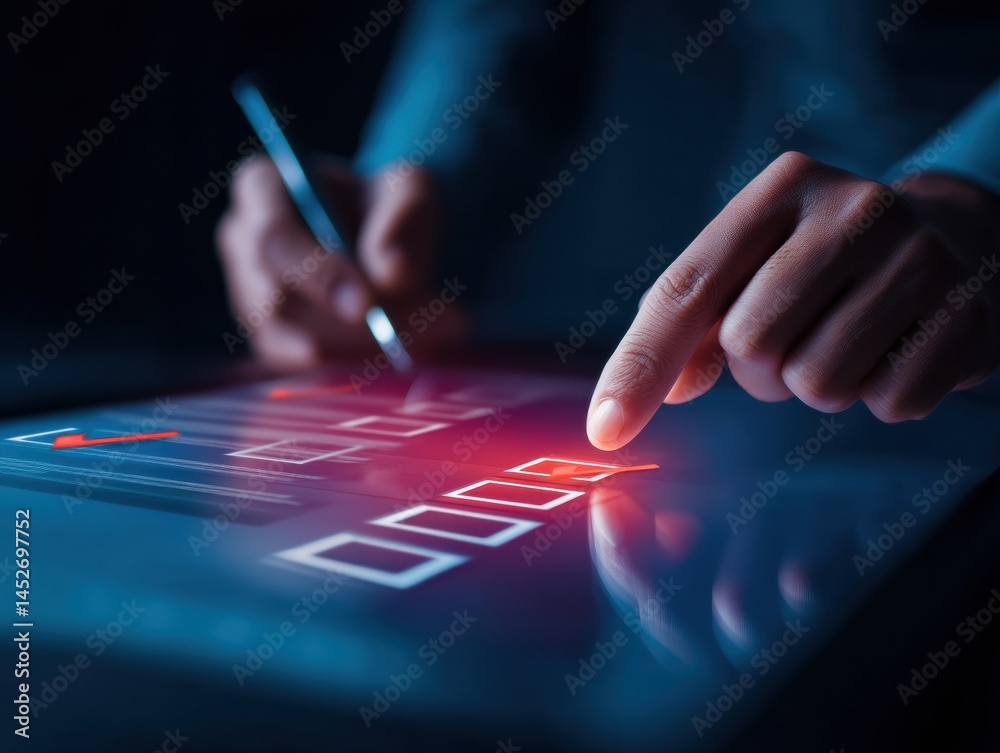 Poster Digital Governance Revolution Interactive Compliance Interface Transforming Regulatory Workflow with Next-Gen Touchscreen Technology and Strategic Risk Management
