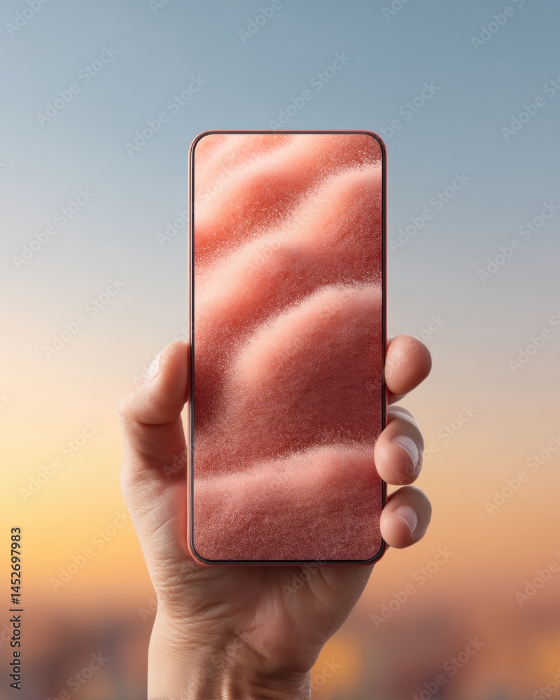Leinwandbilder futuristic mobile ui meets sunset gradient innovative tech display showcasing next-gen digital exper