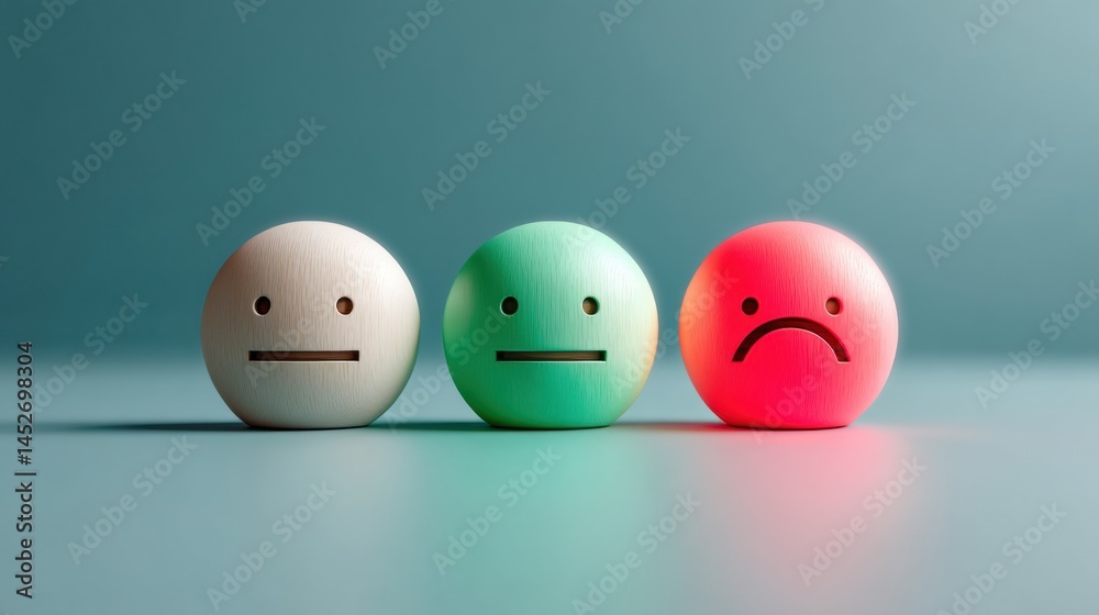 Aufkleber Minimalist Emotion Analytics Spherical UX Design Representing Customer Sentiment Mapping with Intuitive Color Psychology for Digital Experience Optimization