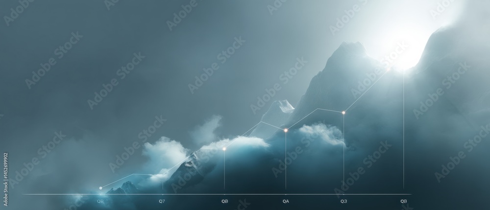 Aufkleber Quantum Cloud Analytics Ethereal Business Intelligence Visualization Revealing Transformative Performance Metrics with Futuristic Data Visualization Design