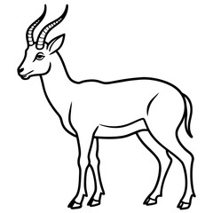 Minimalist Saiga Antelope Line Art Vector