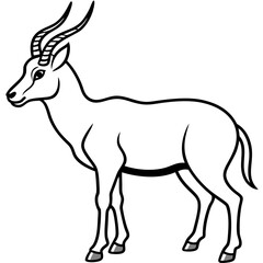 Minimalist Saiga Antelope Line Art Vector