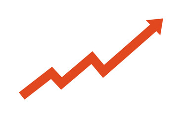 Growth Arrow Going Up Flat Red Progress Icon Isolated Vector Illustration
