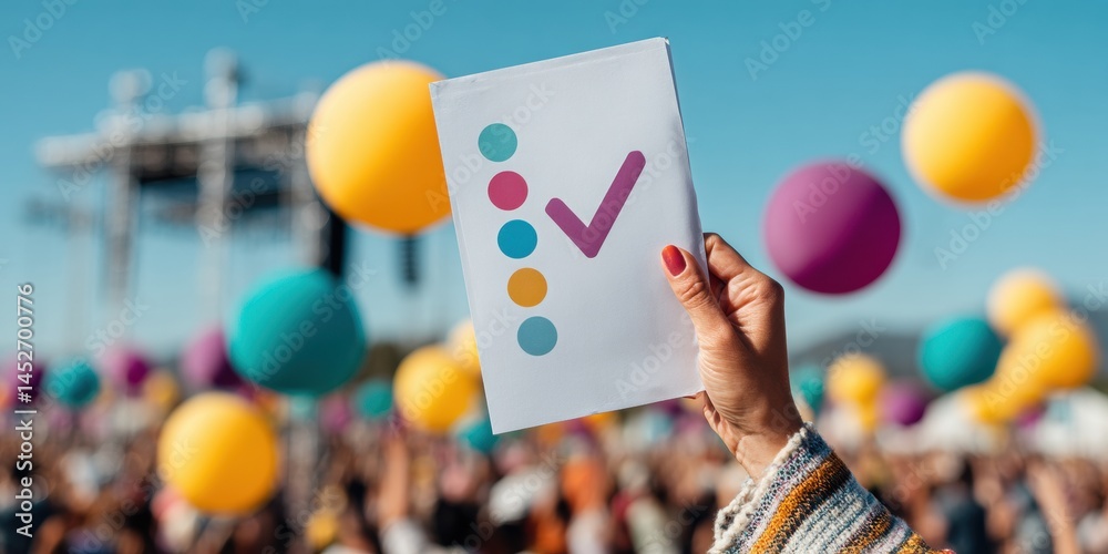 Poster vibrant verification dynamic certification celebration with bold color palette - next-gen approval e