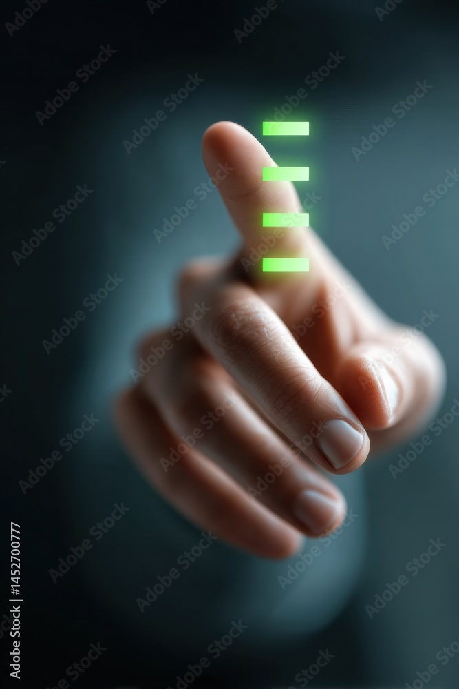 Poster Digital Transformation Insights Futuristic Finger Interface Highlighting Quality Control and Process Innovation in Minimalist AR Technology Ecosystem