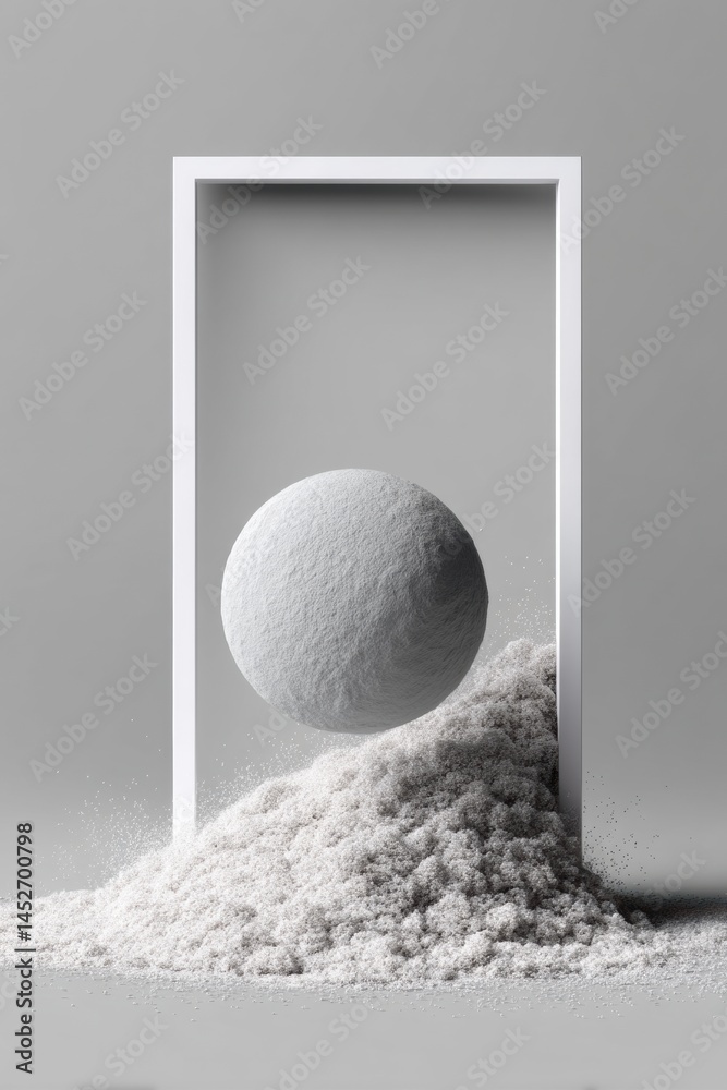 Leinwandbilder minimalist sphere emerging from powdered texture cutting-edge design concept blending geometric abst