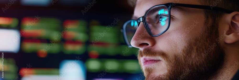 Poster Hyper-Focused Digital Trader Millennial Professional Navigating High-Stakes Online Auction Interfaces with AI-Enhanced Market Intelligence and Real-Time Strategic Engagement