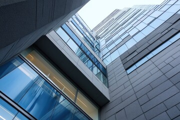 Obraz premium Building with Glass Windows and Gray Walls