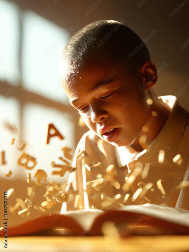 Poster neurodivergent learning revolution gen z young scholar transforms dyslexia through imaginative visua