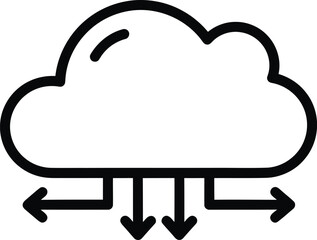Cloud Data Synchronization: A simple yet effective line art illustration of a cloud with data synchronization arrows, symbolizing seamless data transfer and storage in the cloud.