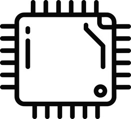 CPU Microchip:  The brain of your computer. Simple black outline illustration of CPU on a clean background. It can be used for websites.