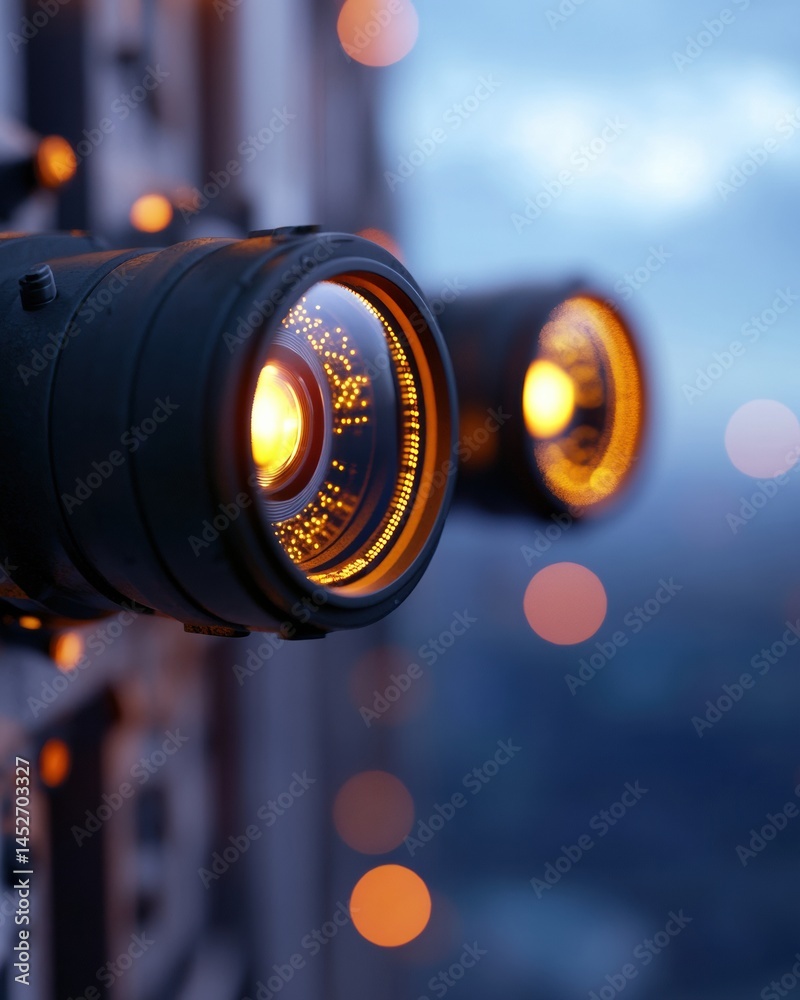 Poster Cinematic Tech Illumination Advanced Lens Design with Glowing Optical Elements - Cutting-Edge Visual Innovation and Creative Digital Production Aesthetics