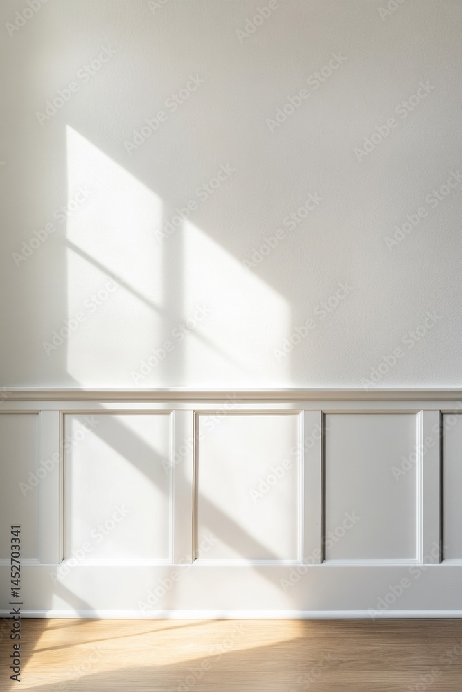 Poster minimalist interior light study soft natural illumination with architectural wainscoting - clean aes