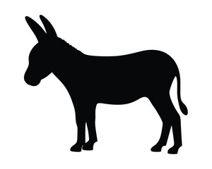 Vector silhouette of a donkey standing isolated on a white background