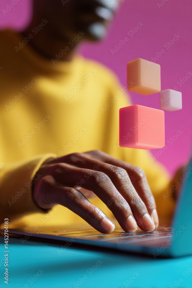 Aufkleber Vibrant Digital Workflow AR-Enabled Tech Professional Solving Problems with Intuitive Holographic Interface and Next-Gen Collaborative Solutions