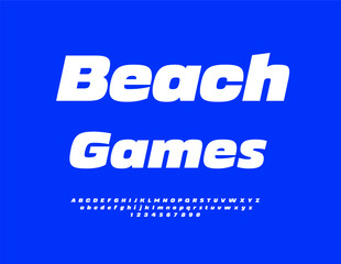 Obraz premium Vector Activity banner Beach Games. Typography Fashion Font. Minimalist White Alphabet Letters and Numbers set
