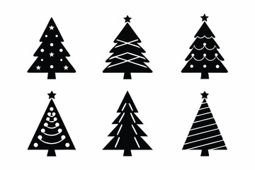 Obraz premium set of Christmas Tree icon silhouette vector illustration