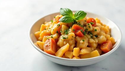 Close-up of untouched meal, stark white backdrop, health, lifestyle