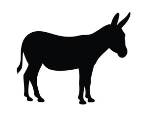Obraz premium Vector silhouette of a donkey standing isolated on a white background