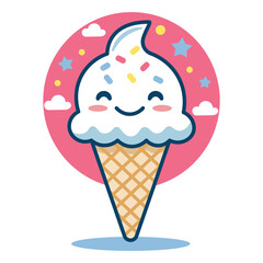 Cute ice cream colorful character cartoon dessert done illustration