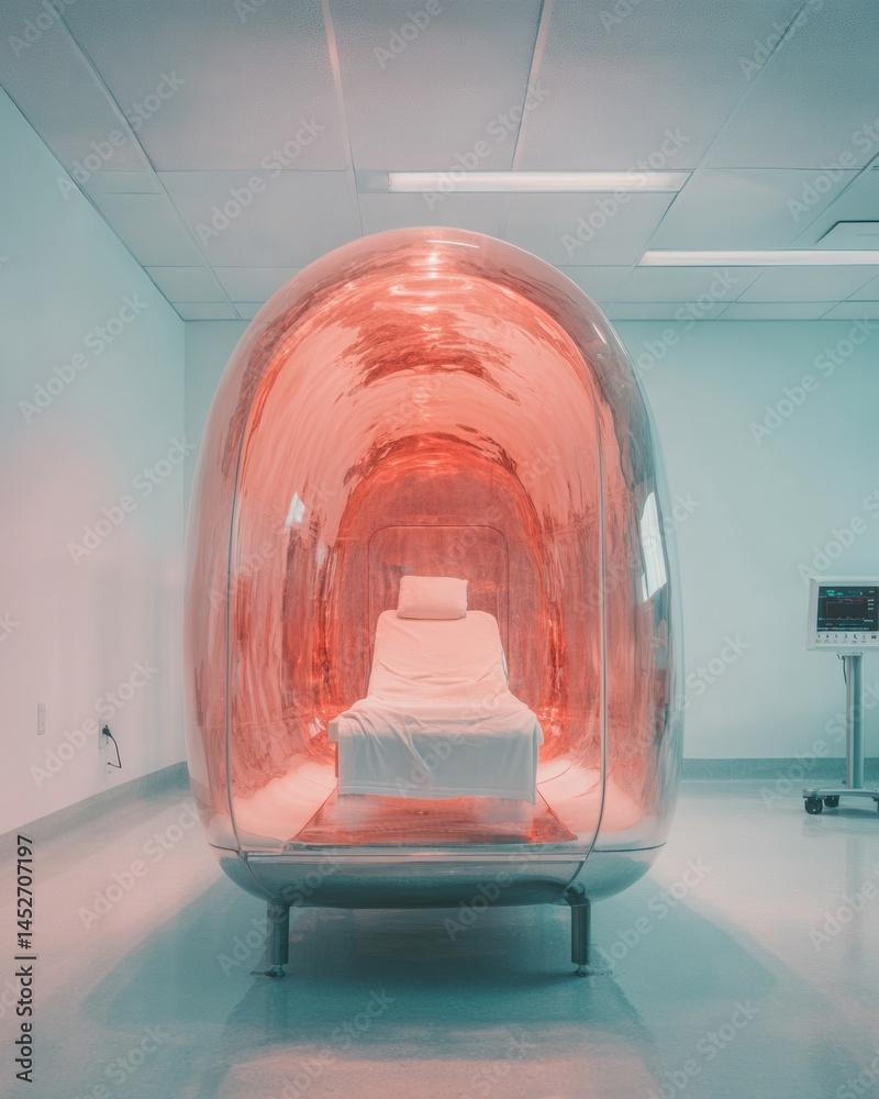 Aufkleber Futuristic Wellness Tech Translucent Regenerative Hyperbaric Healing Pod - Cutting-Edge Medical Innovation for Cellular Optimization and Performance Recovery