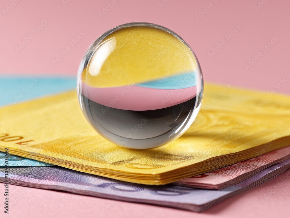 Poster chromatic finance visualization crystal transparency meets global currency design - innovative econo