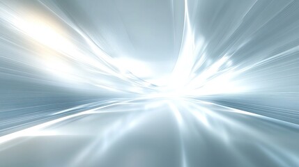 Abstract Tunnel Horizon with Perspective, White and Blue Light Rays Background