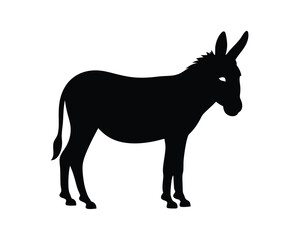 Fototapeta premium Vector silhouette of a donkey standing isolated on a white background