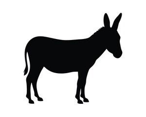 Vector silhouette of a donkey standing isolated on a white background