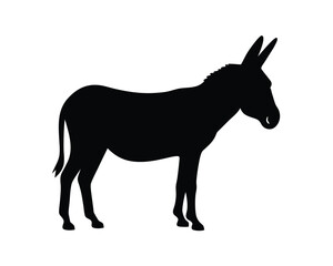 Vector silhouette of a donkey standing isolated on a white background