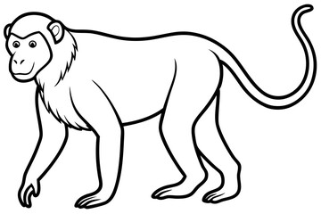 Minimalist Proboscis Monkey Line Art