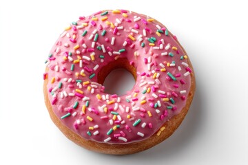 Donut with Pink Frosting and Sprinkles
