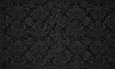 Fototapeta premium Intricate black damask, seamless floral vines , victorian, flower, elegant
