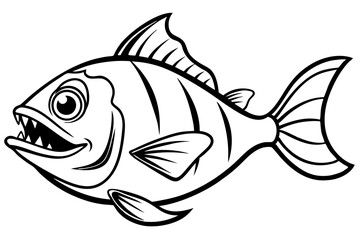 Minimalist Piranha Line Art Vector