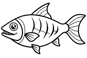Minimalist Piranha Line Art Vector