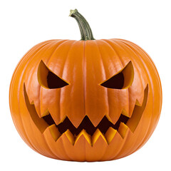 Halloween Pumpkin with Evil Carved Grin and Fiery Triangular Eyes