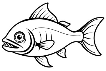 Minimalist Piranha Line Art Vector