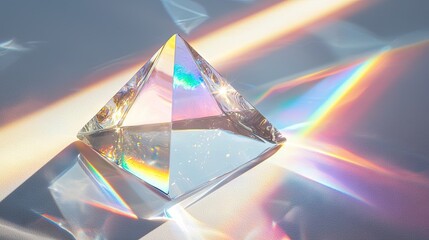 Prismatic pyramid, refracting light,  illuminated by rays.