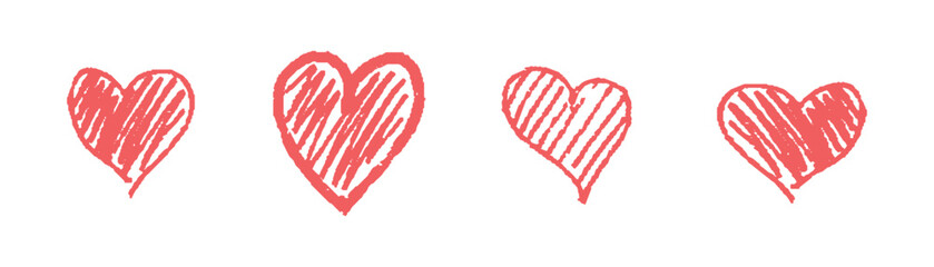 Doodle heart set on white background