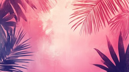 Tropical foliage art background vector.Digital print design with palm, floral and leaves with watercolor brush texture. Canvas art for wallpaper, wall arts, prints, fabric, pattern and packaging. ill