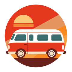 Bus Rapid Transit on Retro Vintage Background – Vector SVG Illustration

