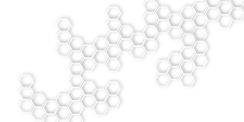 High-Tech Abstract Geometric 3D White Light Structure with Hexagon and Polygonal Honeycomb Elements, Luxury Pattern and Technology-Inspired Design for a Sleek Background