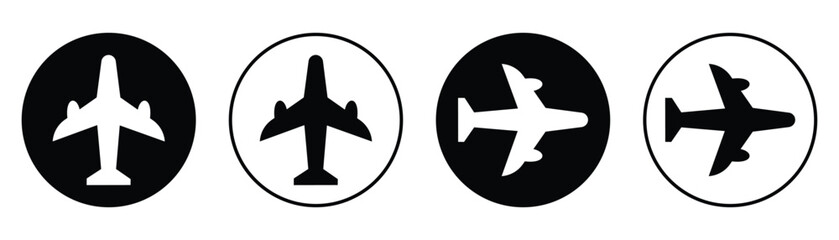 Minimalist Airplane Icon set Collection – Flat Travel and Flight Symbols for Web and Infographics.