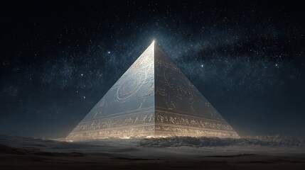 Celestial Convergence: An Ancient Pyramid Under a Cosmic Starry Sky